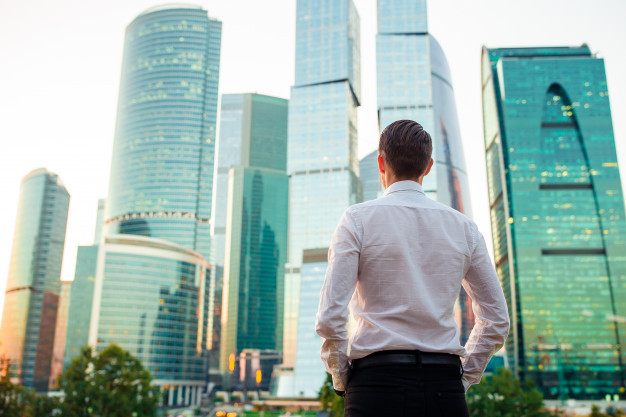 businessman looking on copy space
