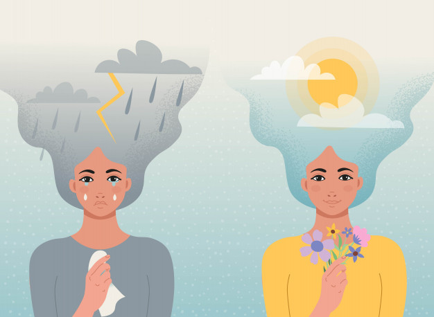 Concept good and bad mood