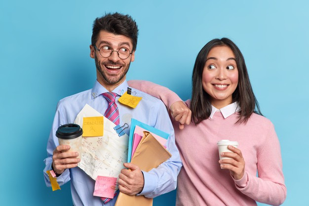 happy classmates discuss school project ideas