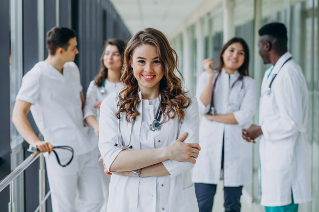 Young female doctor posing